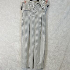 Chelsea28 Black and White Striped Jumpsuit